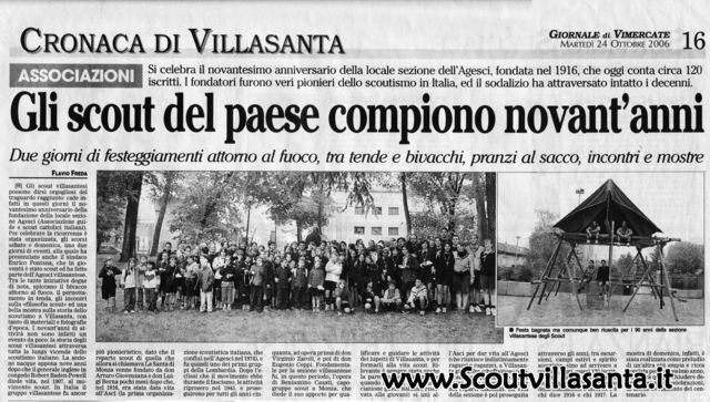 Articolo del Giornale di Vimercate sul Novantesimo